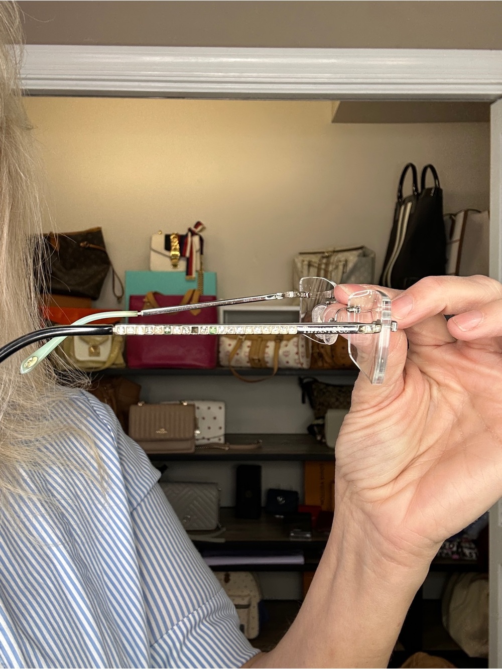 Tiffany & Co. TF1076-B Rimless Crystal Eyeglasses Frames 52□17 135 w/ Case - Picture 7 of 15